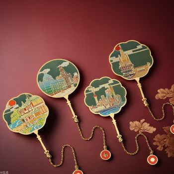 Shanghai Tourist Souvenir Oriental Pearl Bund Yuyuan Garden Wenchuang Classical Chinese Style Metal Bookmark Gift Customization