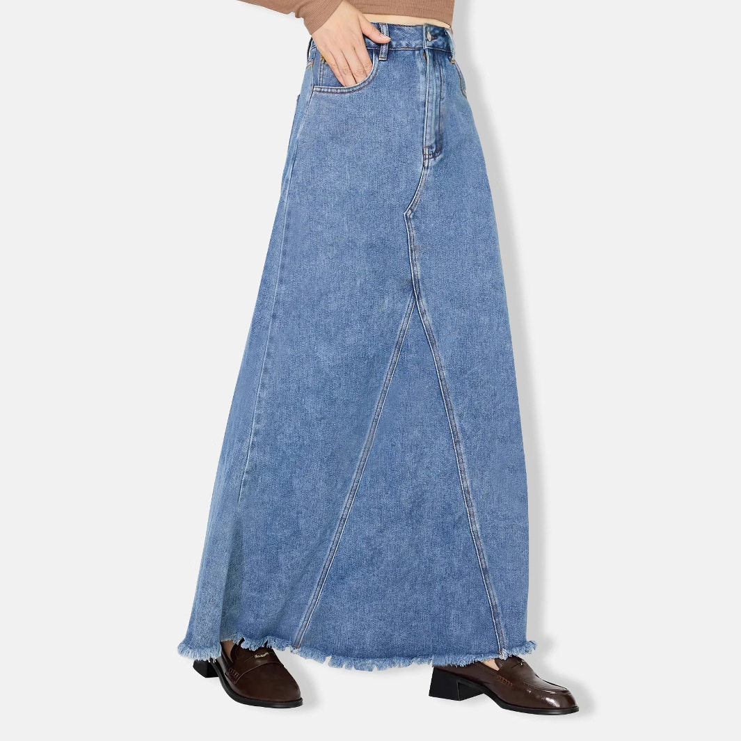 High Waisted Vintage Denim Skirt Casual Style Comfortable Fit Versatile for Everyday Wear Wholesale Available