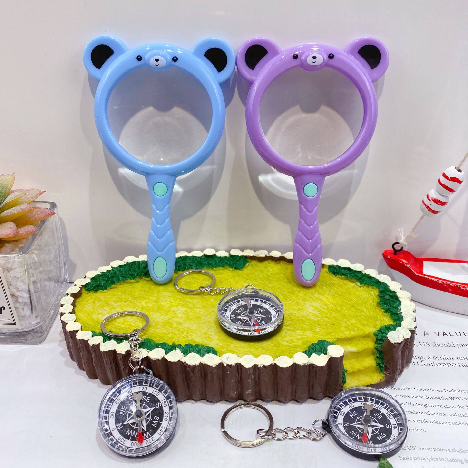 New Kapibala Magnifier Compass suit Cute Cartoon Kindergarten Observation Plant Props Small Toys