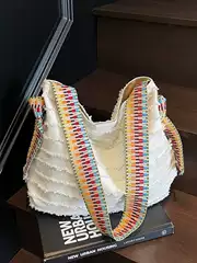 Large Capacity Fashion Personalized Ethnic Style Tote Bag 2025 New Niche All-match Cloth Bag Textive Shoulder Bag for Women