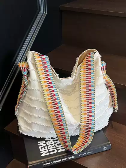Large Capacity Fashion Personalized Ethnic Style Tote Bag 2025 New Niche All-match Cloth Bag Textive Shoulder Bag for Women