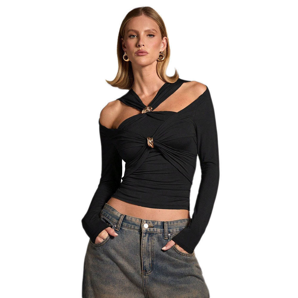 Fashionable Womens T Shirt Off Shoulder Slim Fit Street Style Spring Summer Casual Wear Wholesale Available