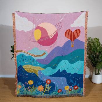 New Ins Style Jacquard Blanket Thickened Encryption Sofa Cover Blanket Internet Popular Tapestry Art Gift Blanket Designer Style