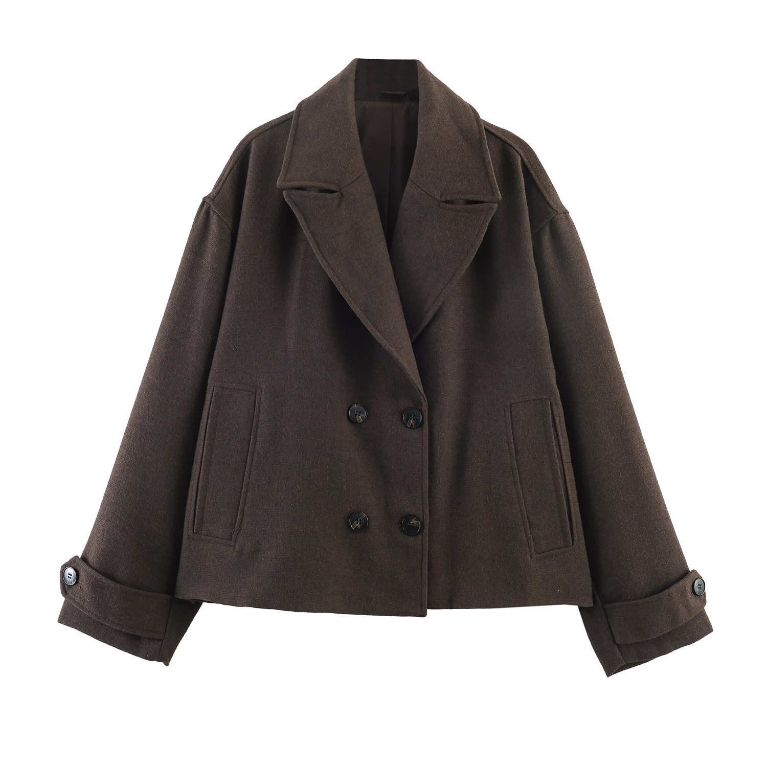 women's casual and versatile retro lapel double-breasted short jacket