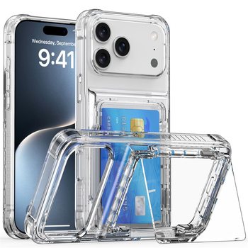 Suitable for Apple 17 Transparent Phone Case, 16Promax Stand Flip Cover with Card Slot, Iphone14 Advanced Protective Case 5