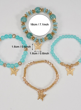 波西米亚蝴蝶吊坠多层手链 地摊夜市跳蚤市场热卖手链