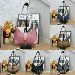 Luxury Small Square Bag with Rhinestones for Export 2026 Cross-Border Fashion Ins-Style Personality Crossbody Bag C Brand Crescent Bag Underarm Bag Trendy