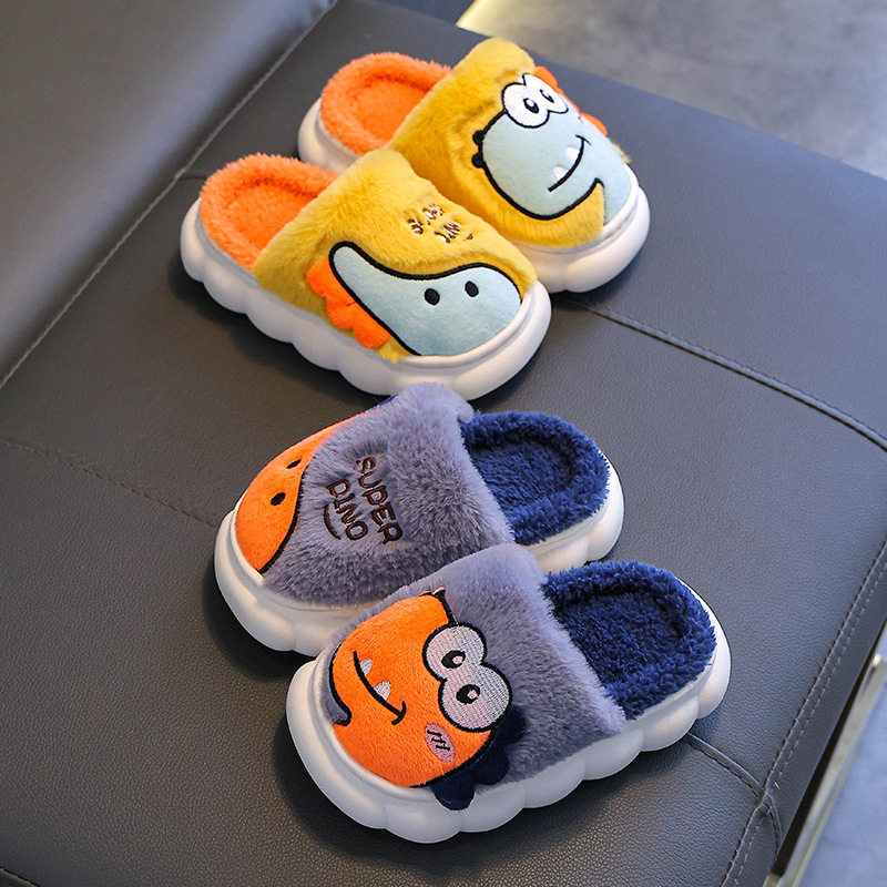 Children's Cotton Slippers Winter 2025 New Style Boys' Dinosaur Indoor Home Girls' Baby Kids Non-Slip Parent-Child Cotton Shoes