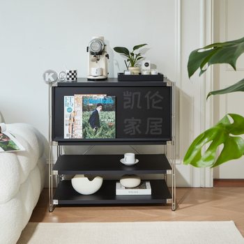 Magazine Bookshelf Stainless Steel Narrow Gap Storage Rack for Living Room Coffee Cabinet Storage Cabinet Storage Bauhaus Style
