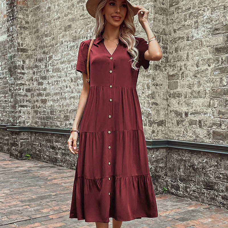 Casual Midi Dress Simple Design Comfortable Fit Summer Style Perfect for Work or Leisure Wholesale Available