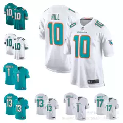 NFL Dolphins Rugby DOLPHINS HILL#10 WADDLE#17 #1 #13 White Blue