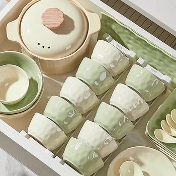 Jingdezhen Underglaze Cream Style Ceramic Bowl Household 2025 New Tableware Noodle Soup Rice Bowl Housewarming Dish Set