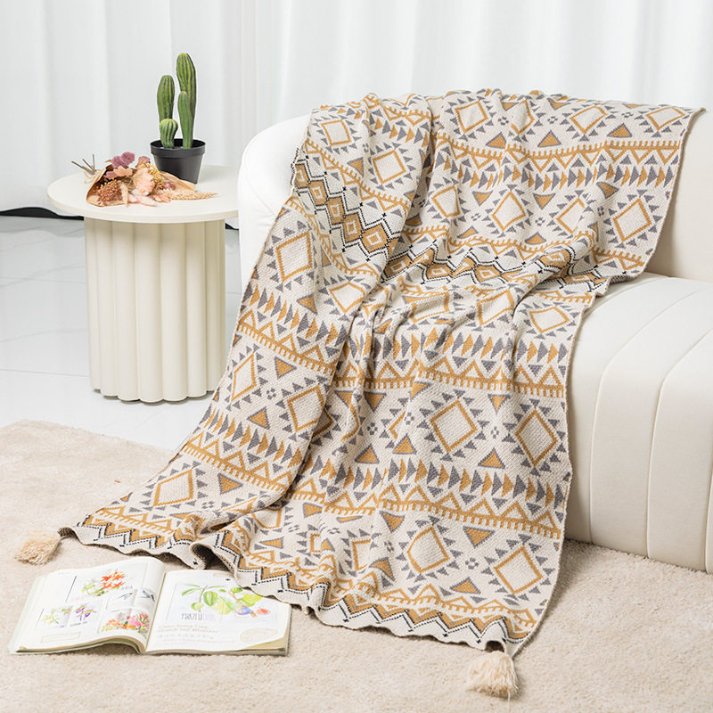 Bohemian European Sofa Blanket, High-End Blanket, Summer Nap Blanket, Air-Conditioning Blanket, Knitted Blanket, Category a
