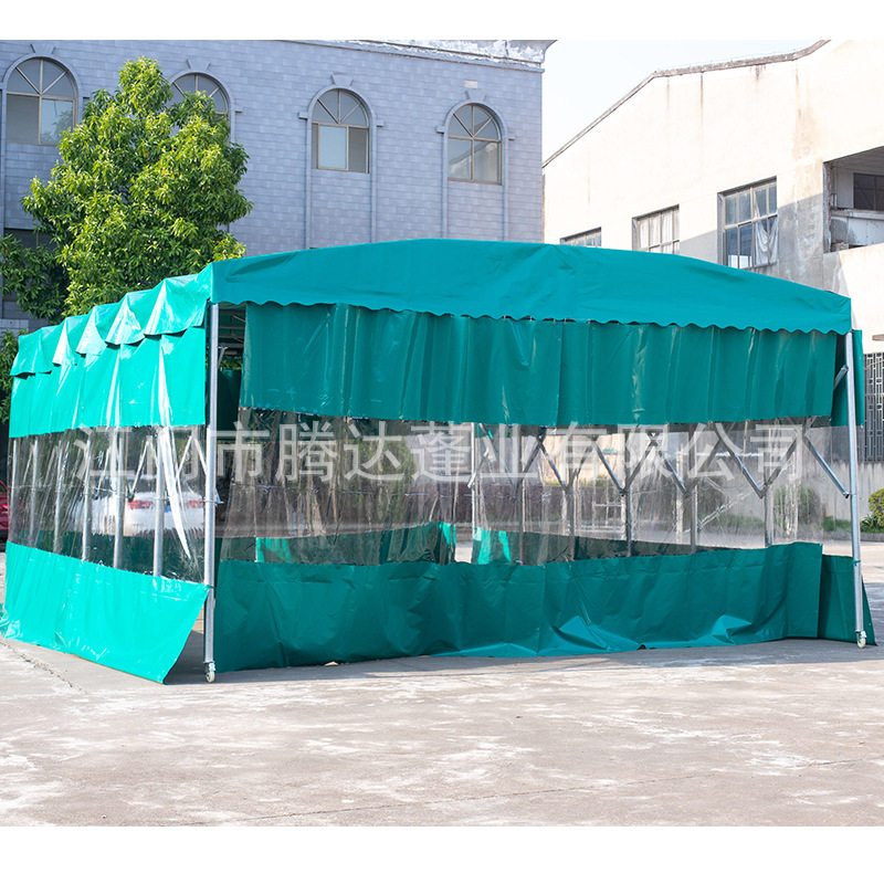 户外移动推拉雨棚电动篮球场遮阳棚折叠伸缩大型仓库雨蓬活动
