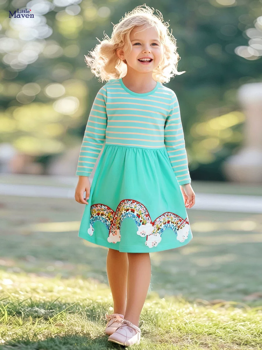 Style Girls' Dress Wholesale, New Autumn Long-Sleeve Striped Baby Cotton Dress