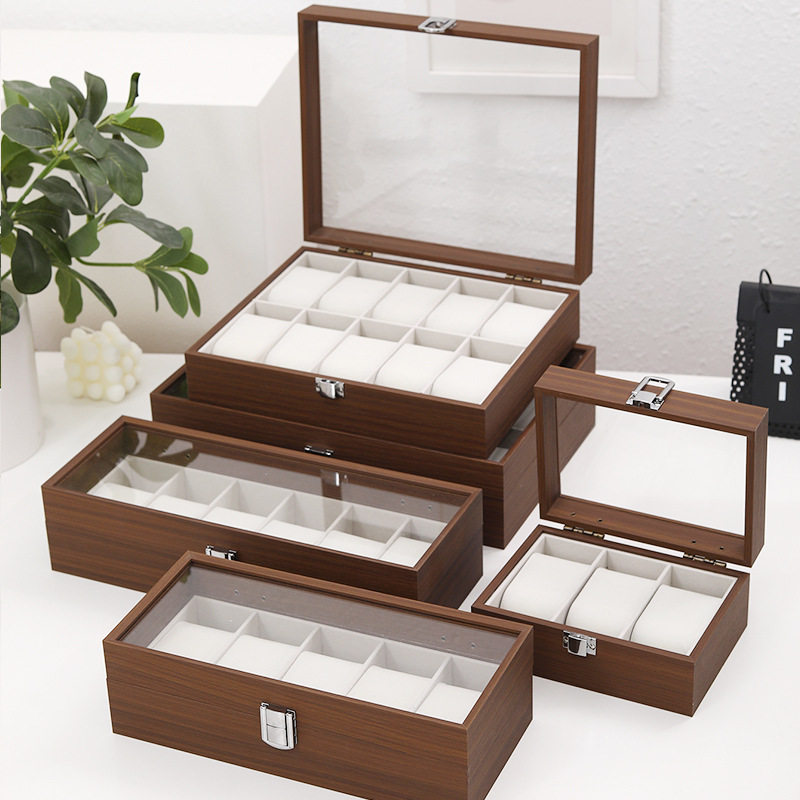 Spot Wholesale Walnut Wood Grain 5-Position Watch Storage Display Box Watch Bracelet Home Storage Wooden Box Box