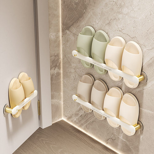 拖鞋置物架免打孔粘贴壁挂式卫生间鞋子毛巾沥水拖鞋挂架收纳神器 - 图2