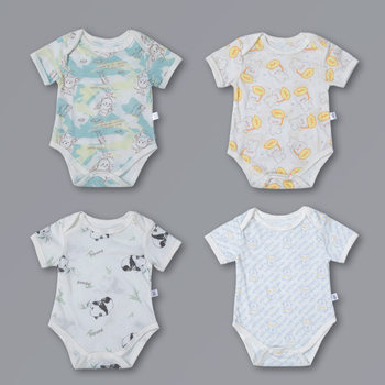 Cotton jacquard baby sheath summer thin newborn baby clothes short sleeve romper triangle climbing bottoming underwear