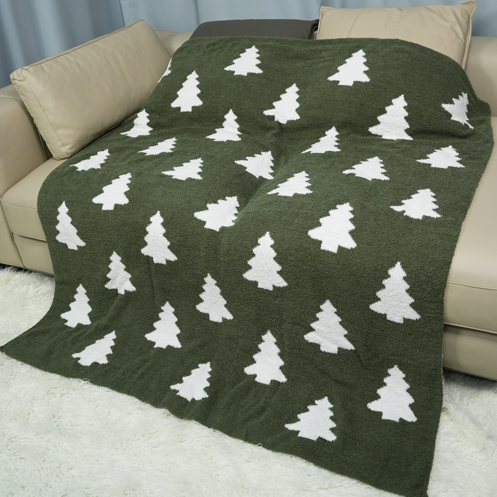 Nordic Wind Pine Jacquard Blanket for Four Seasons Universal Soft Warm Student Dormitory Small Blanket Bedroom Casual Blanket