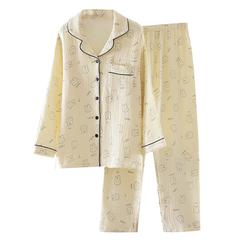 Class a Pure Cotton Four-Layer Gauze Confinement Clothing Autumn and Winter Postpartum Home Breastfeeding Cotton Sweat-Absorbent Maternity Pajamas