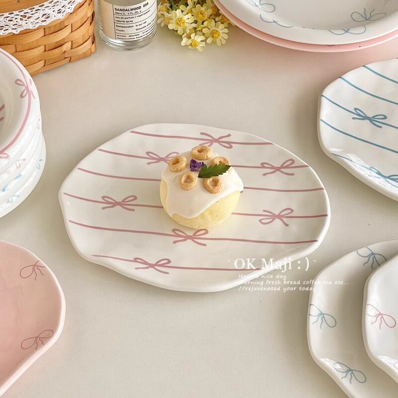 Breakfast Plate High-value Steak Dinner Plate Household Plate Cute Girl's Heart Ceramic Cake Plate Fruit Dessert Plate
