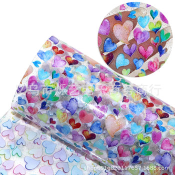 Love Valentine's Day Transparent Powder Uv Printing Sliced Leather Coin Purse Mobile Phone Case Bag Making Material