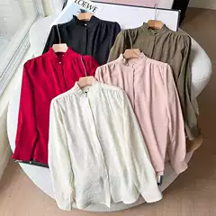 Japanese single 2025 spring solid color women's lotus leaf collar shirt/long sleeve casual shirt thin coat all-match 475671