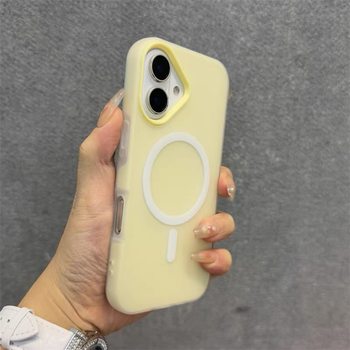 Suitable for Apple 16 Mobile Phone Case Jelly Color Skin Feel Two-In-One Magnetic iPhone 15 Promax Simple Couple 17