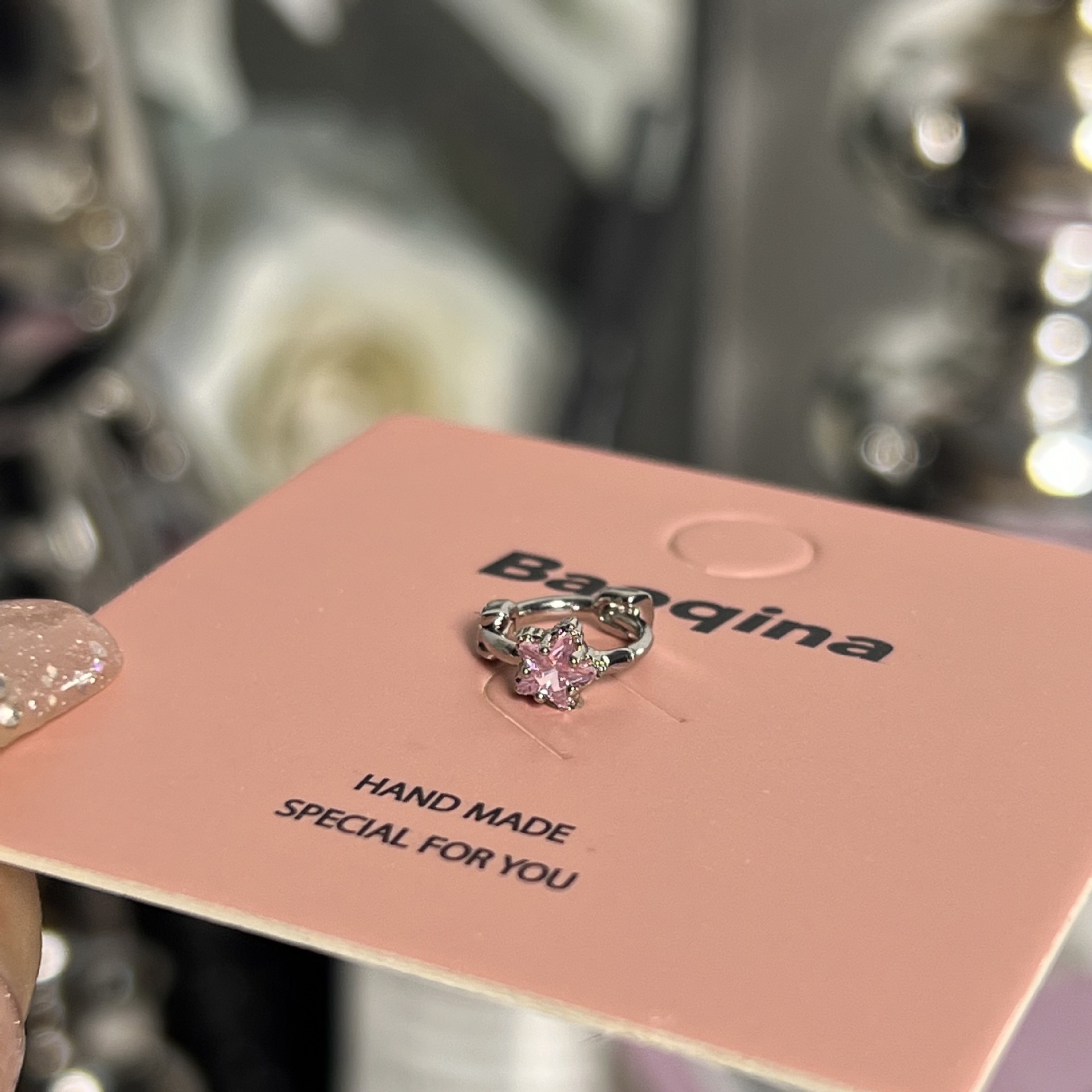 966 ピンク五芒星イヤーボーンバックル（シングル）