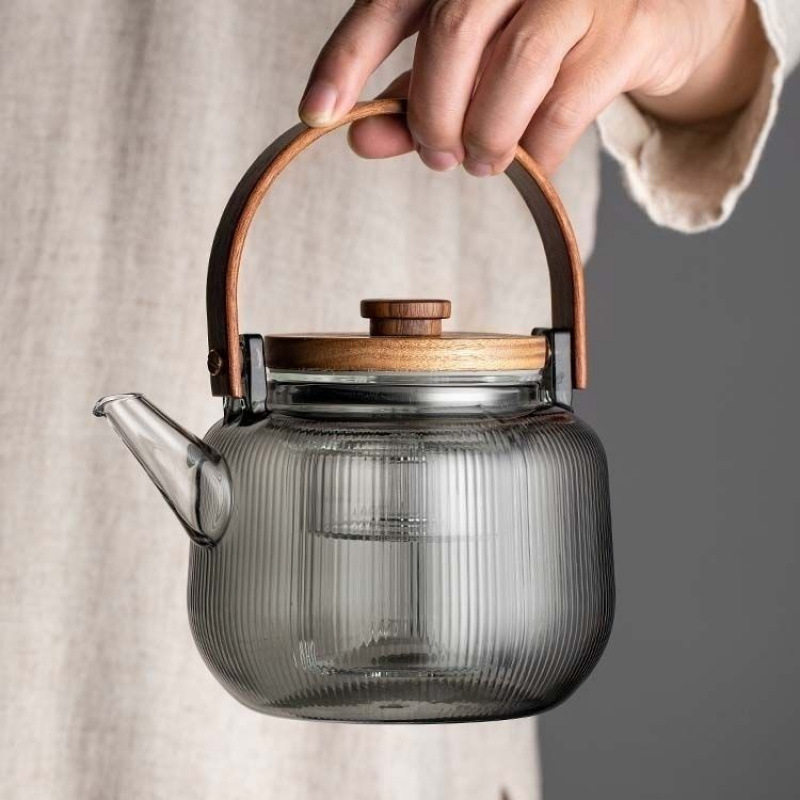 099 Thickened High Temperature Resistant Transparent Tea Kettle for Electric Ceramic Stove, Special High Borosilicate Handmade Teapot with Handle