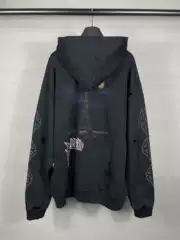 Correct Version High-Quality 26Ss Classic Iron Tower Inkjet Hand-Painted Distressed Zipper Cardigan Jacket