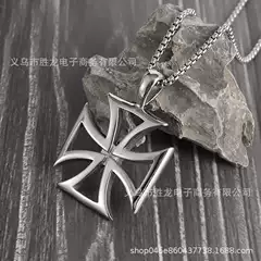 Cross-border European and American retro Hollow cross pendant trendy men's punk hip hop rock simple personality titanium steel necklace