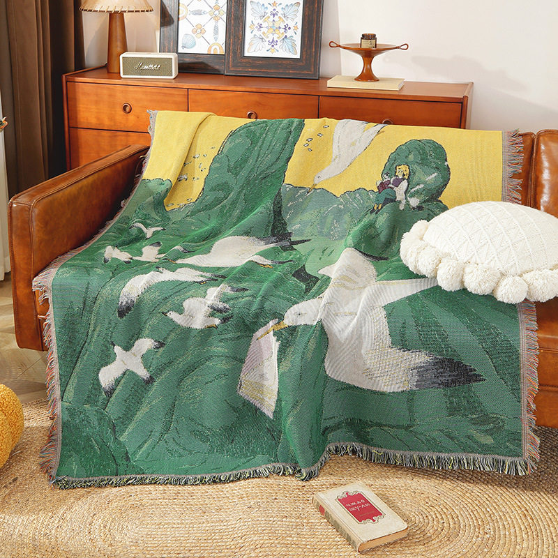 Customized Light Luxury Style Outdoor Camping Style Blanket, Picnic Blanket, Multifunctional Cotton Thread Blanket, Decorative Tapestry, Sofa Cover Blanket, Gift Blanket