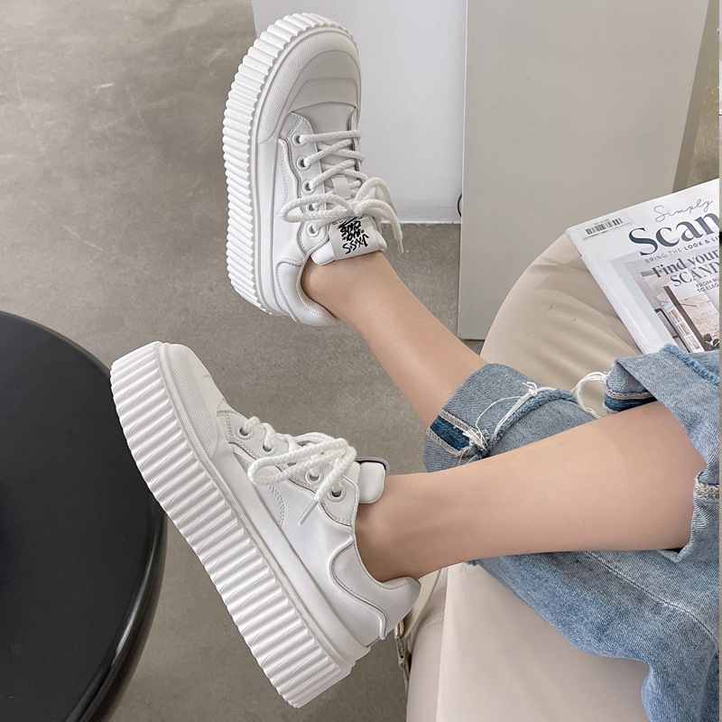 Giày Bệt Nữ Chất Liệu Da Bò Kẻ Caro Kẻ Caro Đế Cao Hàng Mùa Xuân Thu Đông