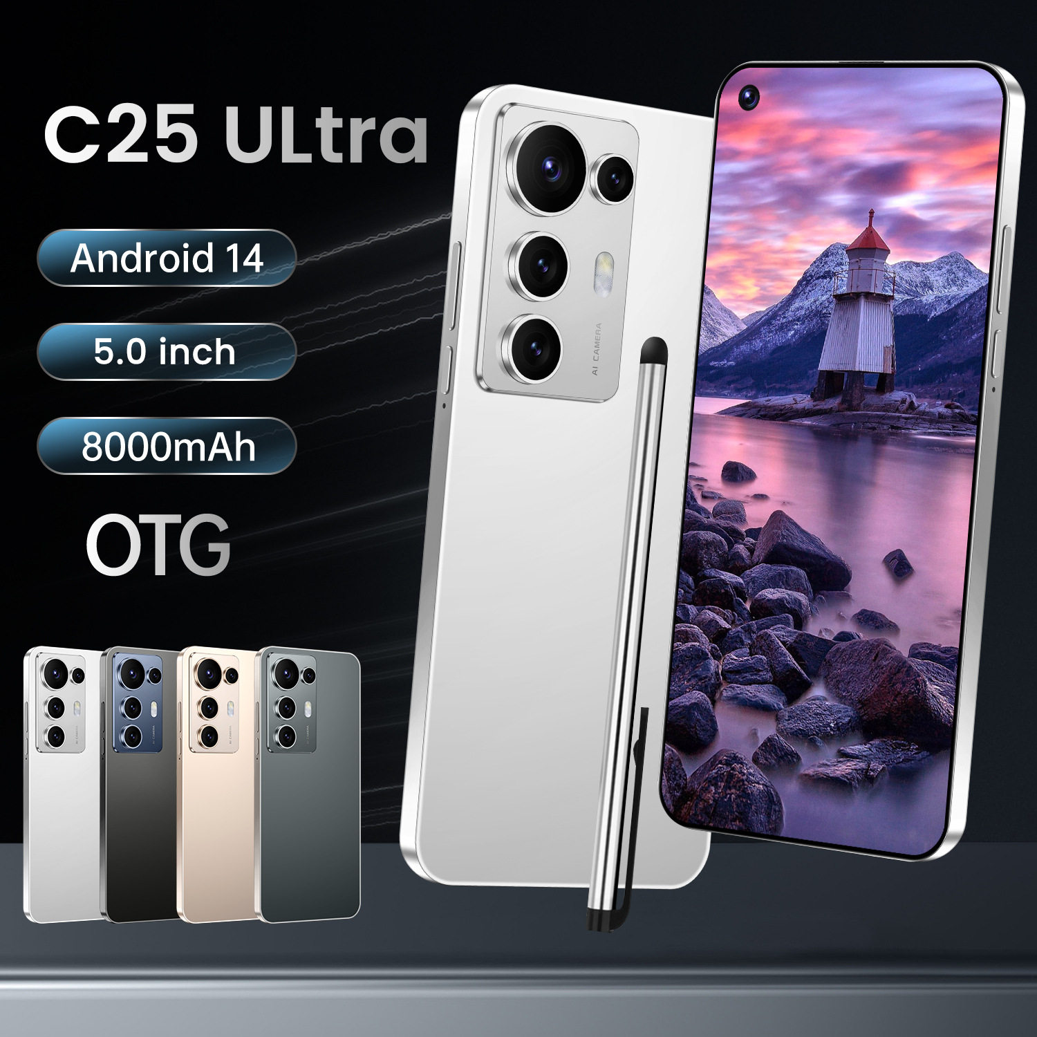 c25 ultra跨境手机全球版真4g高端大屏安卓智能手机6+128外贸专供