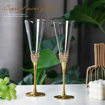 Sijin Champagne Cup Creative Diamond-encrusted Crystal Glass Goblet Household Cocktail Cup Wine Gift Box Set