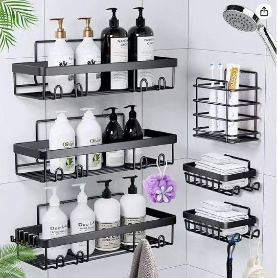 Cross-border Punch-free Bathroom Storage Rack Amazon Iron Toilet Toiletries Wall-mounted Organize Storage Rack