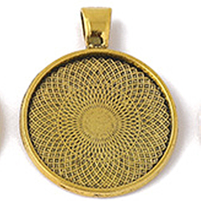 跨境专供25mm圆形项链吊坠底托合金时光宝石底托 合金饰品配件diy