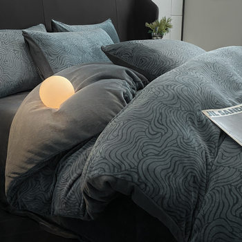 Autumn and Winter New Four-Piece Set Double-Sided Milk Velvet Shiye Series Bed Bed Sheets Four-Piece Set Accessible Luxury Simple Warm Set