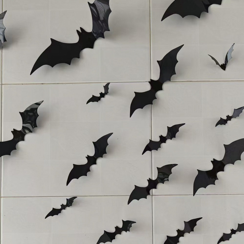 Cross-border อุปกรณ์ตกแต่งฮาโลวีน Black BAT สติกเกอร์ 3D สาม...