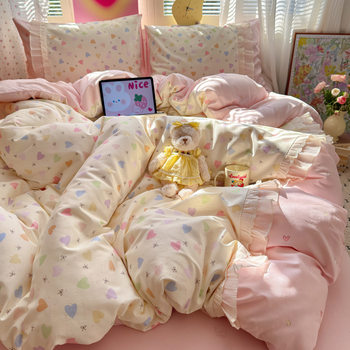 Nantong Home Textile Four-piece Set Class A Cotton Four-piece Set Cartoon Cotton Quilt Cover Student Dormitory Three-piece Set Bedding