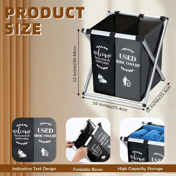 Cross-border Shoe Cover Storage Bag small size Dirty Clothes Basket Underwear Underwear Folding Storage Frame Miscellaneous Basket Aluminum Tube Oxford Cloth