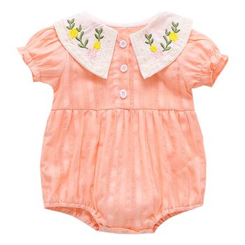 2024 new baby flower printing decorative jumpsuit summer climbing suit fart cotton-padded jacket a generation of hair