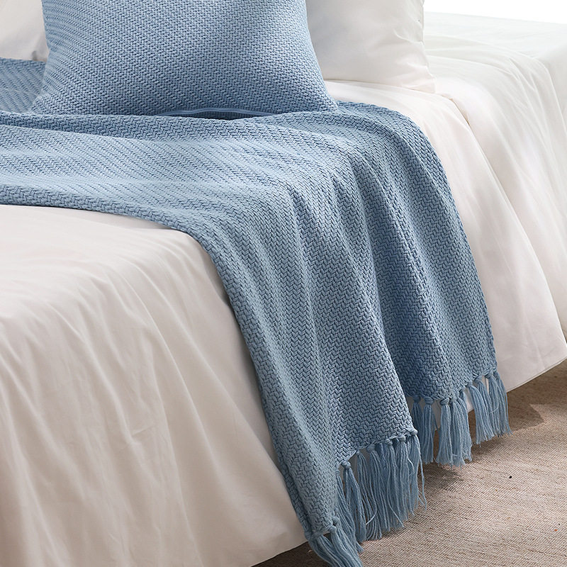 Hotel and B&B Bedside Towels and Blankets in Stock Nordic Style Solid Color Simple High-End Bed and Knitted Blankets Dropshipping