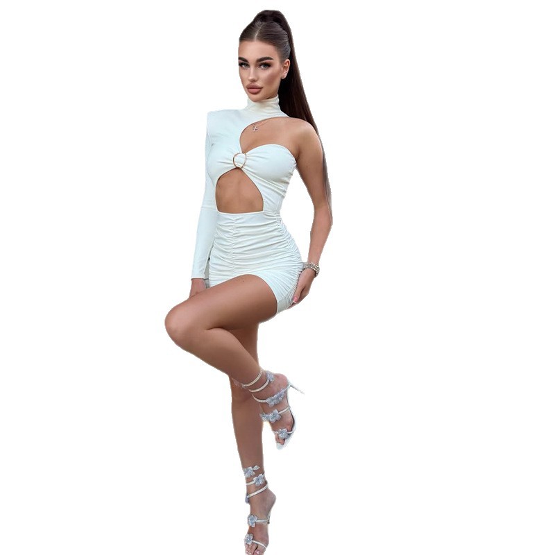Black Long Sleeve Bodycon Dress Hollow Out Design Sexy Fit Elegant Style Perfect for Parties and Special Occasions