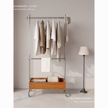 Second-Hand Floor-Standing Modern Stainless Steel Clothes Rack Coat Rack Bedroom Mobile Home Storage Storage Coat Rack