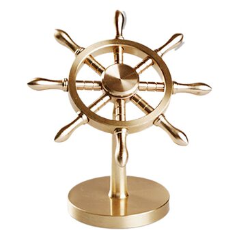 Dinghao Brass Ship Rudder Rotating Creative Ornament Stress Relief Gadget Smooth Sailing Rotatable Steering Wheel Craft