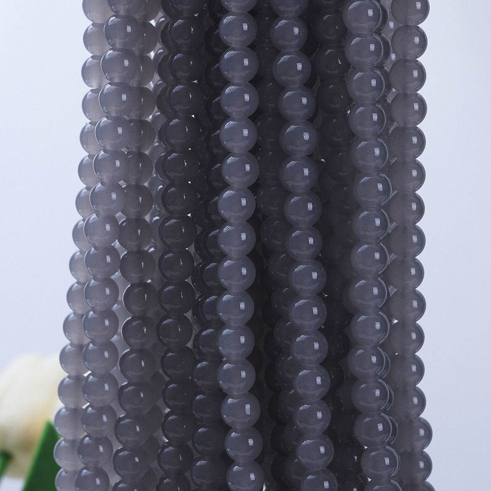 玻璃仿玉圆珠纯色散珠手工diy玉髓手链项链散珠子琉璃珠饰品配件