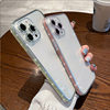 New glitter no step glass iphone13 fine hole 15 mobile phone case apple 16 protective cover cross border