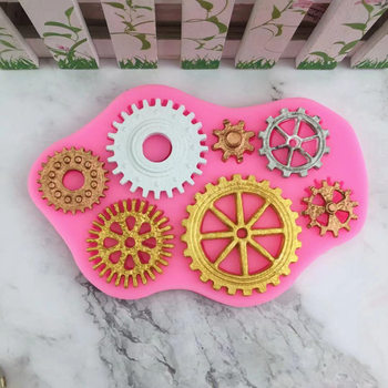 DIY Gear Clock Wheel Sugar Flip Silicone Mold Chocolate Cake Decoration Tools Baking Tools